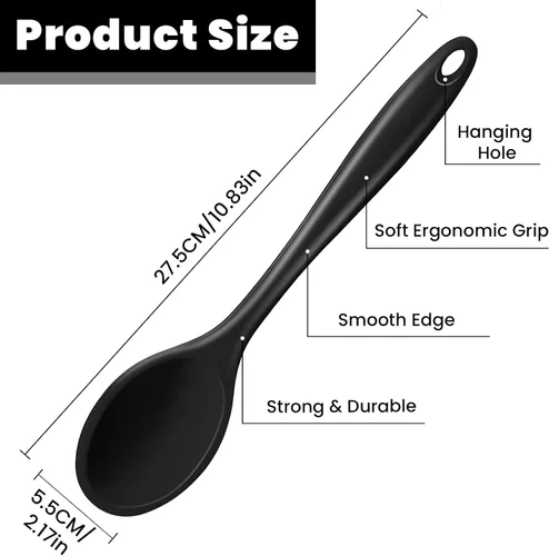Miniatura 2 de GEEKHOM Cucharas de cocina de silicona, 2 piezas de 11 pulgadas, juego de utensilios de cocina de silicona resistentes al calor, cucharas grandes