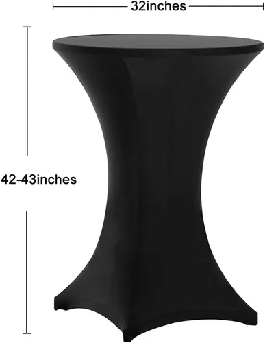 Miniatura 2 de Tina's Paquete de 4 fundas para mesa de cóctel de elastano Highboy de 32 x 43 pulgadas, color negro, mantel elástico ajustable para mesas redondas