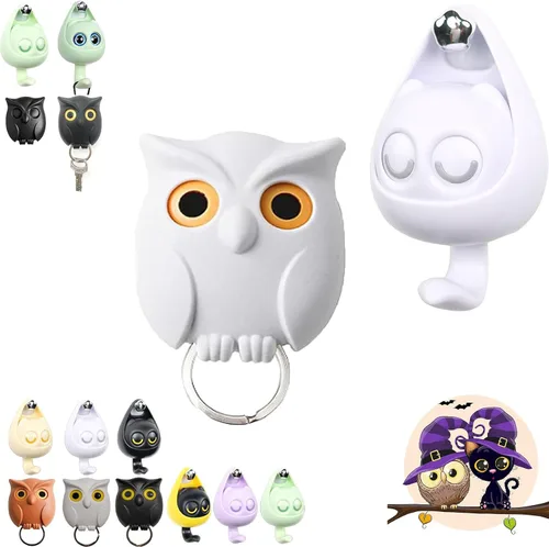 Miniatura 23 de Llavero de búho nocturno, llaves de soporte para llaves, llave de pared magnética de búho nocturno, lindo soporte para llaves de búho, creativo y 3