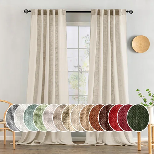 Miniatura 18 de MIULEE Cortinas de lino blanco de 108 pulgadas de largo para dormitorio, sala de estar, cortinas de ventana con textura de lino suave y grueso, Lino