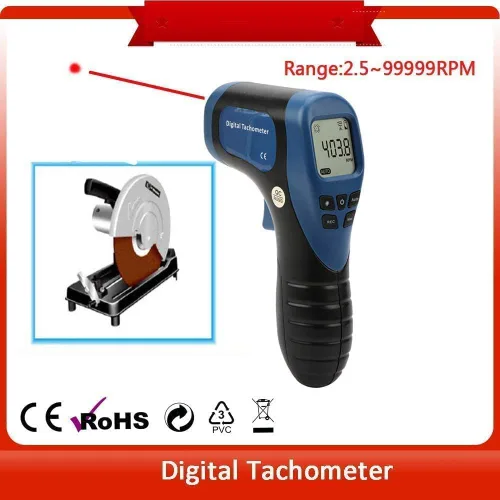 Miniatura 2 de Tacómetro láser digital de mano Medidor de RPM sin contacto Pistola medidora de velocidad del motor Rango de medición: 2.5-99999RPM Azul