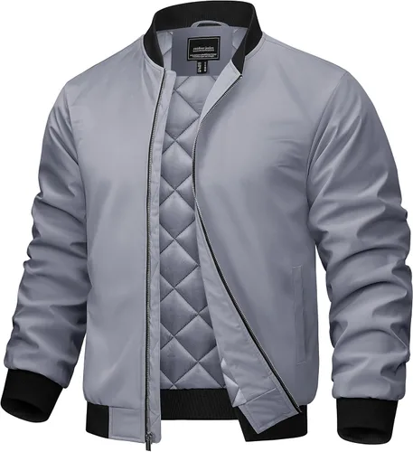 Miniatura 10 de TACVASEN Chaquetas bomber para hombre, casual, otoño, invierno, cálidas, cortavientos, cremallera completa, resistente al viento, abrigos
