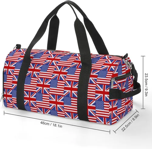 Miniatura 2 de Bolsa de gimnasio con bandera de Estados Unidos y Reino Unido para mujeres y hombres, bolsa de lona ligera, bolsa de viaje con correa para el hombro