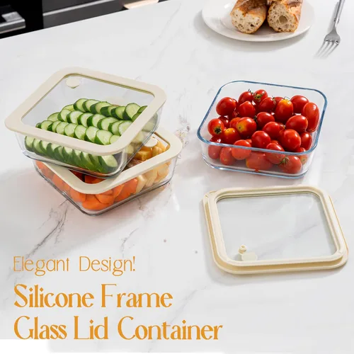 Miniatura 6 de Juego de recipientes de vidrio para alimentos Urban Green con tapa de vidrio, paquete de 3, juego de recipientes de almacenamiento de alimentos