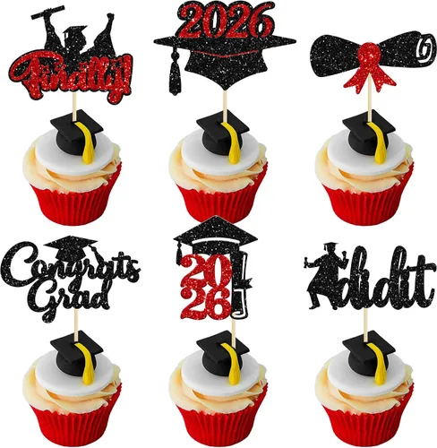 Miniatura 11 de Gyufise 1 paquete de decoración de pastel de graduación 2025 con purpurina de felicitaciones clase de 2025, decoración de pastel de diploma 2025