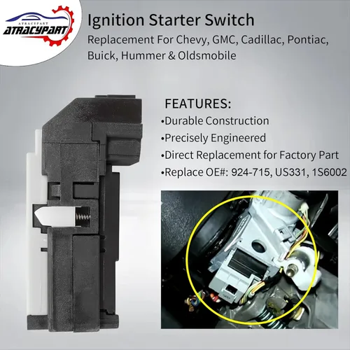 Miniatura 2 de Interruptor de arranque de encendido Reemplazo para vehículos Chevy, GMC, Cadillac, Pontiac, Buick, Hummer y Bravada 2001-2009 Reemplaza #