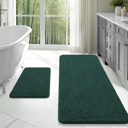 Miniatura 91 de OLANLY Juego de alfombras de baño de 2 piezas, alfombras de baño de chenilla suave y absorbente y alfombra de contorno en forma de U para inodoro