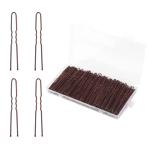 Miniatura 7 de AIEX Kit de 200 horquillas en forma de U, horquillas para el cabello, pinzas para el cabello para mujeres y niñas y peluquería (bronce)