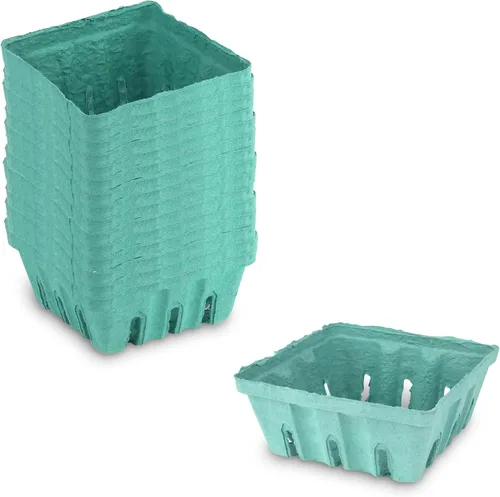 Miniatura 9 de MT Products Green Berry Basket 1 pinta – Cesta de pulpa moldeada de fibra ventilada para productos (paquete de 15) – Fabricado en los Estados Unidos