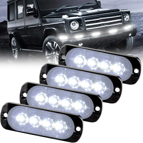 Miniatura 12 de Barra de luz estroboscópica 2 piezas, 12 LED, luz de advertencia de emergencia, con función de sincronización impermeable, 12 – 24 V, para vehículos