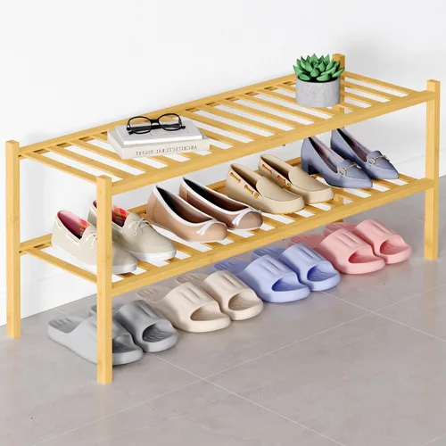 Miniatura 47 de Smiry Zapatero de bambú para clóset, organizador de zapatos apilable de 4 niveles largo de madera, estante de almacenamiento de zapatos Negro