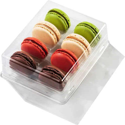 Miniatura 8 de Pastry Chef's Boutique - Cajas de regalo pequeñas de plástico transparente para macarons franceses - Capacidad para 2 macarons - Tamaño de cavidad