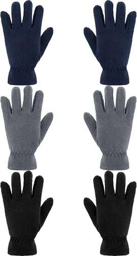 SATINIOR 3 pares de guantes de forro polar para niños, guantes suaves y cálidos para actividades al aire libre