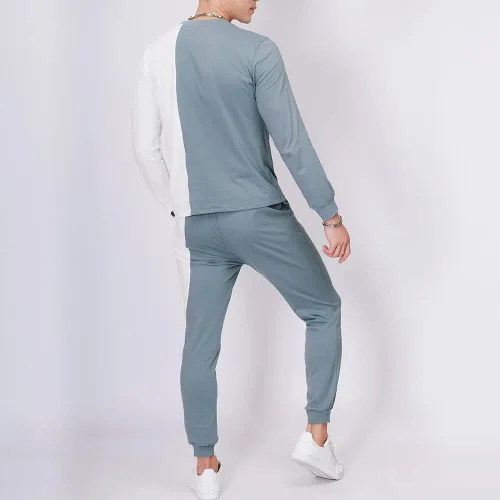 Miniatura 2 de Ropa deportiva para hombre, camiseta y cárdigan, pantalones de manga larga, dos piezas, para entrenamiento de fitness, ropa deportiva casual