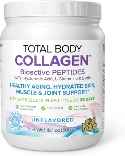 Natural Factors Total Body Collagen - Suplemento de Colágeno Bioactivo para el Crecimiento del Cabello y las Uñas - Suplemento para la Piel
