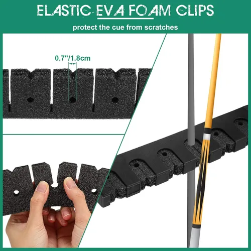 Miniatura 3 de Skylety Soporte para palos de billar de 2 piezas para 6 tacos montados en la pared, bolas de billar, accesorios para sala de juegos, bares, clubes