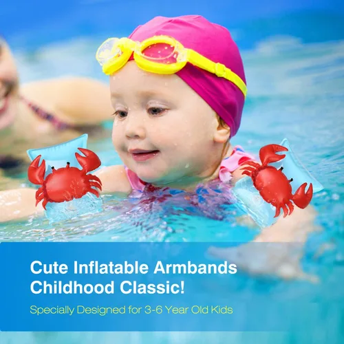 Miniatura 2 de MoKo Bandas de natación para niños, niños pequeños comienzan a nadar flotadores inflables para piscina, lindas alas de natación de dibujos animados