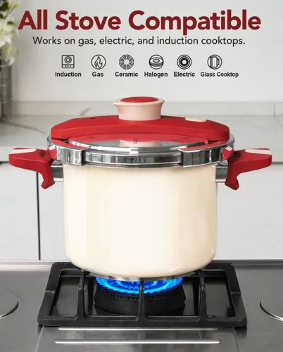 Miniatura 2 de MICHELANGELO Olla a presión para estufa de acero inoxidable, 6.3 cuartos de galón, sistema de bloqueo seguro, tapa de fácil apertura, 2 ajustes