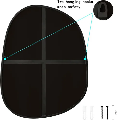 Miniatura 4 de ELEHUME Espejo de pared asimétrico para decoración de 27 x 35 pulgadas, moderno espejo de pared con marco negro para sala de estar, baño, Negro mate