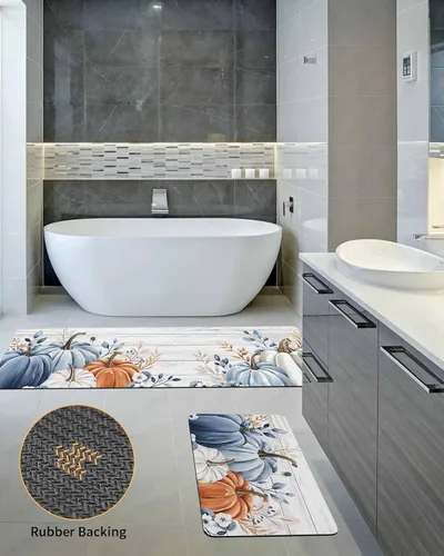 Miniatura 5 de Tapete de baño con diseño de calabazas de granja, antideslizante, de secado rápido y absorbente, de tierra de diatomeas, para fregadero de cocina
