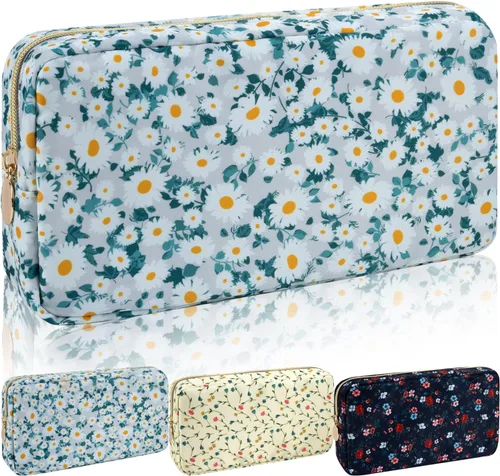 Miniatura 48 de Iqimott Bolsa Grande de Maquillaje de Nylon para Viaje, Bolsa de Cosméticos Preppy Grande Organizadora de Maquillaje de Nylon Bolsa de Artículos