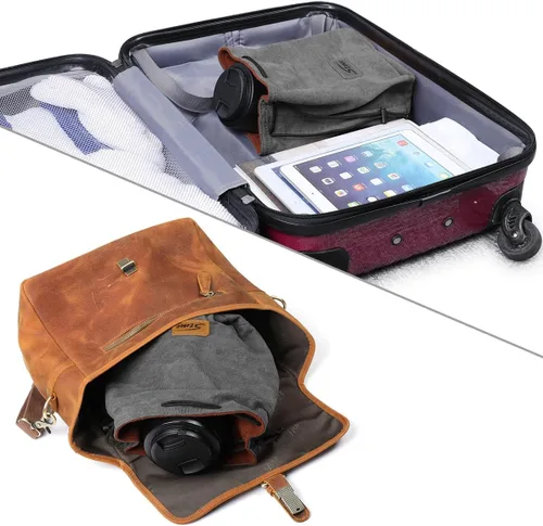 Miniatura 6 de S-ZONE Bolsa suave para cámara DSLR, inserto para bolso de mano con cordón, funda para lente compatible con Canon Nikon Sony Gris