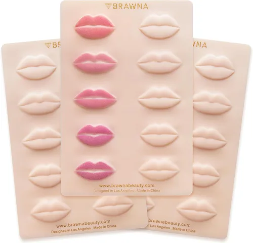Miniatura 9 de BRAWNA 3D Lip PMU Practice Skin - 10 formas de labios - Piel de práctica de tatuaje de labios - Suministros PMU