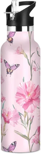 Miniatura 14 de Cartoon Lily White Double Wall Vacuum Insulated Bottles Water Bottles With Straws Leak-proof BPA-Free Leak Proof for Gym Sports