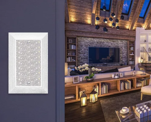 Miniatura 2 de Cubierta para interruptor de luz, con purpurina, bonitas cubiertas de placa de interruptor con diamantes de imitación plateados, textura blanca