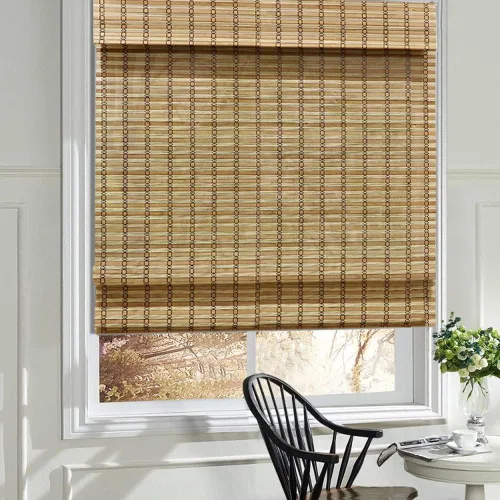 Miniatura 13 de Cortinas romanas de madera para ventana, cortinas de bambú opacas forradas, fácil instalación para el hogar y el jardín, patrón 1