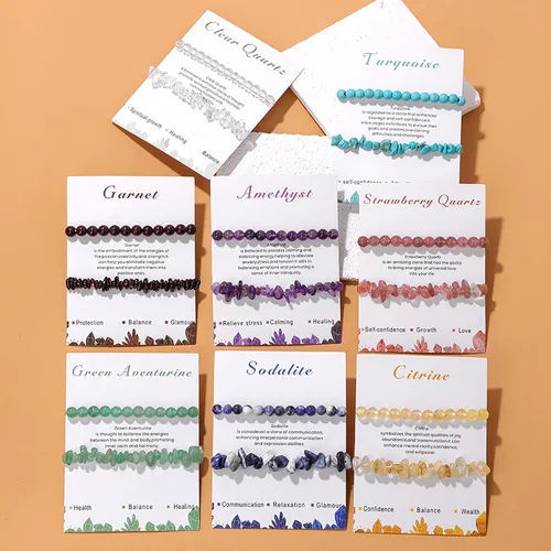 Miniatura 11 de Pulseras de cristal curativo para mujer, 2 pulseras de piedra natural de 0.236 pulgadas, pulseras elásticas de cuentas de cristal hechas a mano