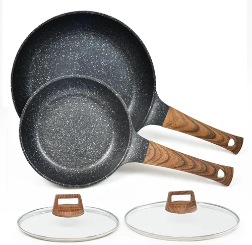 Miniatura 8 de Sartén antiadherente con tapa, 12 pulgadas, sin PFOA, revestimiento de granito sin PFOA, sartenes grandes de 11.8 in para la familia, juego