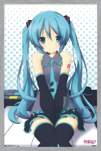 Miniatura 17 de Trends International Hatsune Miku - Póster de pared de llaves, 14.725 x 22.375 pulgadas, versión enmarcada de madera de granero