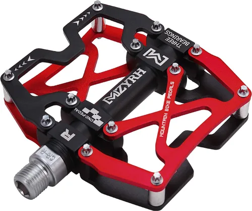 Miniatura 16 de Mzyrh - Pedales de bicicleta de montaña, ultra fuertes, coloridos, mecanizados CNC, de 9/16 pulgadas, ciclismo sellado con 3 rodamientos Negro 3