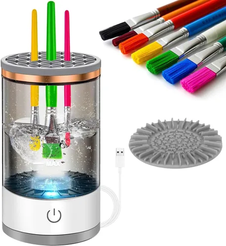Vodolo Máquina limpiadora de pinceles de pintura eléctrica, limpiador de pinceles de alta calidad profesional profesional giratorio de agua de color