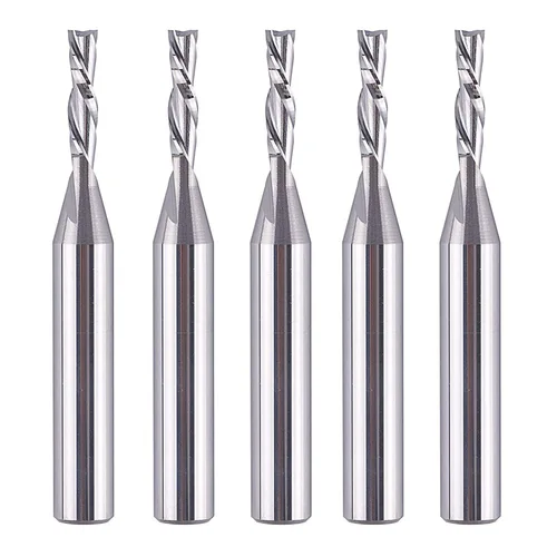 Miniatura 22 de SpeTool 5 brocas de compresión para enrutador de 1/4 de pulgada, diámetro de corte de 1/4 de pulgada, de carburo hacia arriba y hacia abajo, fresas