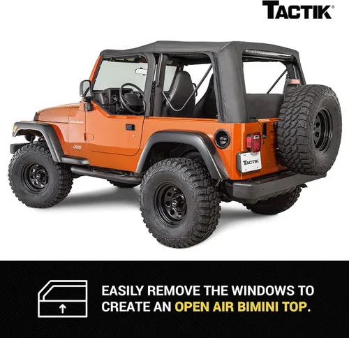 Miniatura 6 de TACTIK Solo Tejido de Reemplazo de Techo Blando - Se Ajusta a Jeep Wrangler TJ 1997-2006 - Techo Blando de Tejido a Medida con Ventana Lateral