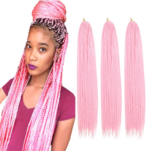 Miniatura 39 de Extensiones de cabello trenzado tipo box de 24 pulgadas, hechas a mano, para mujeres y niñas, extensiones de cabello trenzado, 24#, 3 paquetes, 22