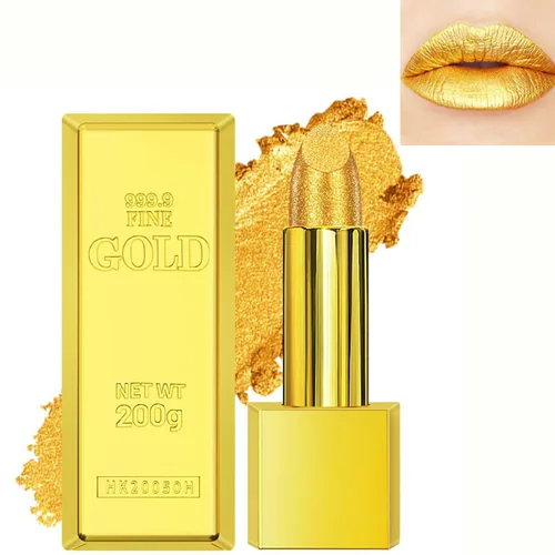 Miniatura 12 de Lápiz labial dorado, terciopelo nude, rojo y rosa, no se mancha, de alto pigmento, no se decolora, suave, de larga duración, taza antiadherente, #1