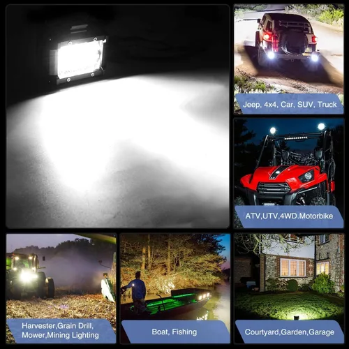 Miniatura 7 de Nilight 20 unidades de cápsulas LED de 4 pulgadas y 60W, barra de luz de inundación y foco combo de triple fila, lámpara de conducción para techo