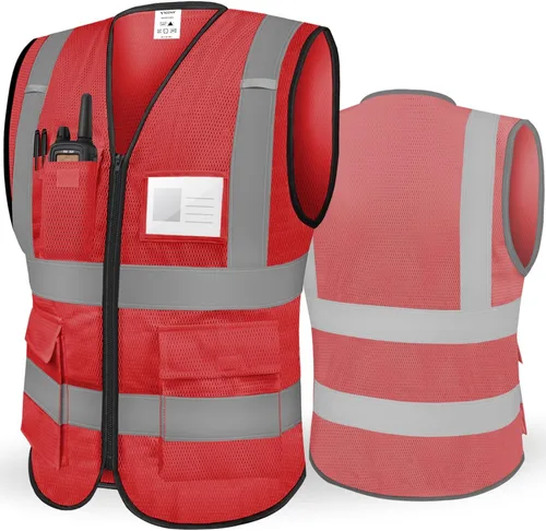 Miniatura 12 de TICONN Chaleco de seguridad reflectante de alta visibilidad Clase II de malla para mujeres y hombres Cumple con los estándares ANSI Blanco
