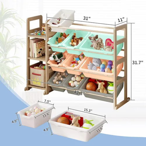 Miniatura 2 de Organizador de almacenamiento de juguetes - Organizadores de juguetes y almacenamiento con estantería, estantería de almacenamiento de juguetes