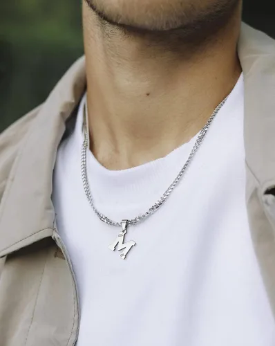 Miniatura 4 de Avotto Collar de béisbol con letra inicial de la A a la Z para niños y hombres, cadena cubana de acero inoxidable resistente que no se decolora