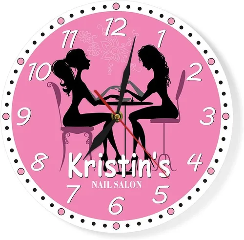 Miniatura 2 de The Geeky Days Reloj de pared personalizado para salón de manicura, salón de uñas, spa, silencio, cuarzo, obras de arte, pedicura, arte de uñas