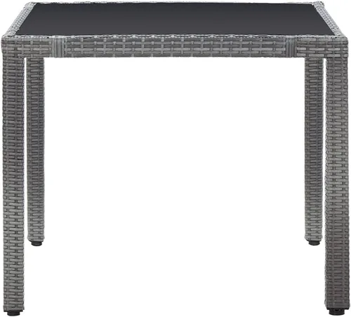 Miniatura 3 de Ensemble de Salle à Manger Extérieur 5 pièces gris, Mesa carrée en verre trempé et chaises en rotin synthétique PE résistant aux intempéries, Pour