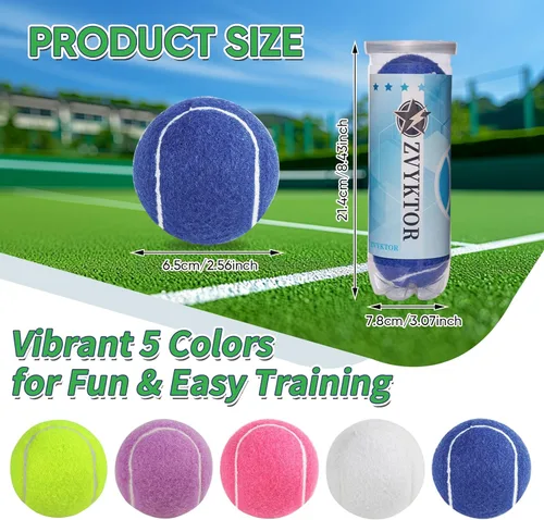 Miniatura 2 de Pelotas de tenis 3/4 – Pelotas de entrenamiento y práctica de alta elasticidad para principiantes, bolas de colores duraderas de alta visibilidad