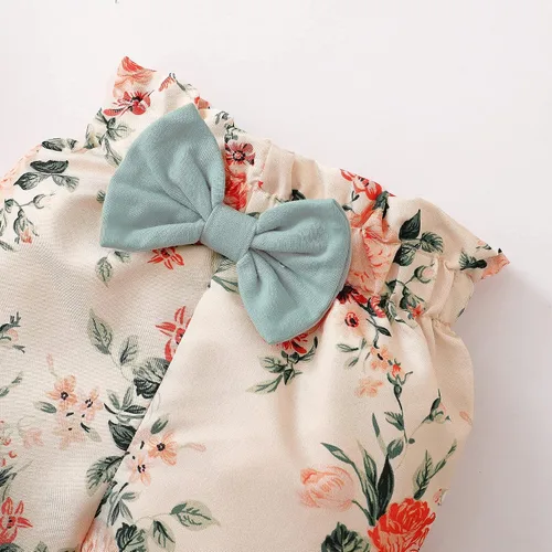 Miniatura 68 de SUNNY PIGGY Ropa para bebé recién nacida, con volantes, mameluco de algodón floral, conjunto de pantalones de algodón para niñas