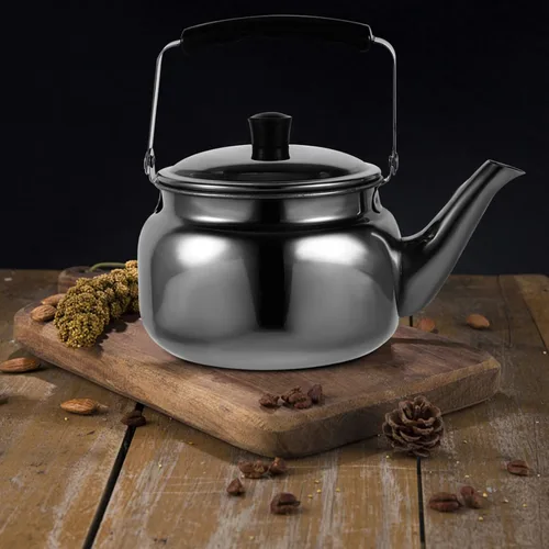 Miniatura 6 de Lurrose Tetera silbante de acero inoxidable de 1.5 cuartos de galón con mango de agarre fresco, tetera silbante para estufa