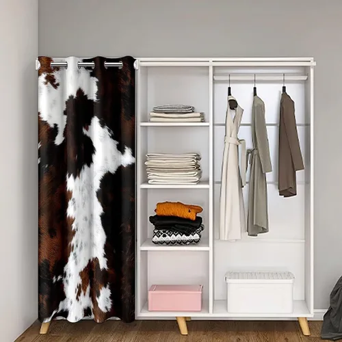 Miniatura 3 de Castle Fairy Cortina con estampado de piel de vaca para jóvenes adultos, diseño abstracto de piel de vaca blanca y granate, cortina opaca