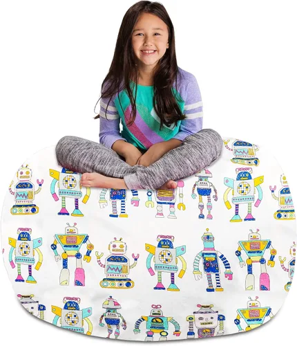 Miniatura 58 de Posh Stuffable - Sillón puff con almacenamiento para niños, contenedor de animales de peluche, organizador de juguetes de niños Lona rayas verde
